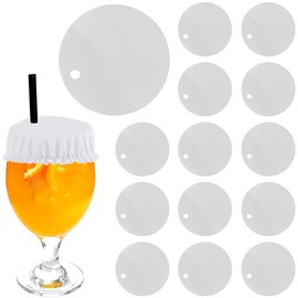 VIKOS Products (15-Pack) Universal Drink Cover Scrunchie, Drink Protector for Women with Straw Hole, Washable Polyester/Elastane Elastic Band Drinks Cover with Straw Hole for Bar Outdoor Use - White