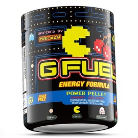 G Fuel Pac-Man Energy Drink Powder, Pre Workout Caffeine Mix for Gaming, Sugar Free Focus Amino, Vitamin + Antioxidants, 9.8oz (Cherry Lollipop, 40 Servings)