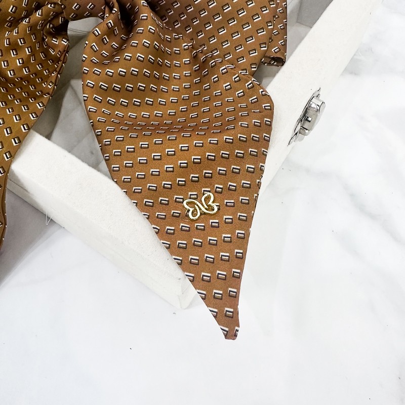 Burnaby Brown Pattern Long Ribbon Hairpin / 버나비 브라운 패턴