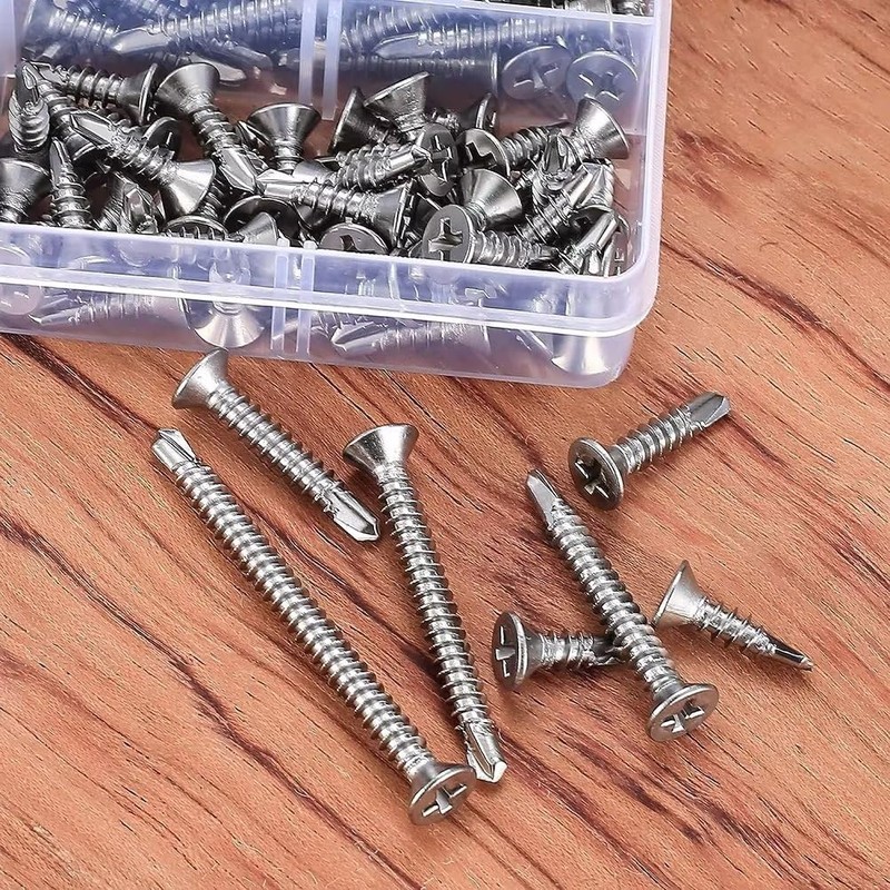 SYDARSYN 126 Pieces M4.2 Self-Tapping Stainless Steel Self Drilling Screw