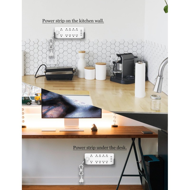 NOTMBESTM Power Strip Holder, 2 Set Power Strip Wall Mount,