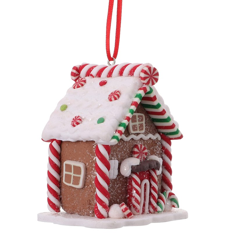 Toddmomy Christmas Gingerbread House Ornaments Resin Christmas Hanging Ornaments for