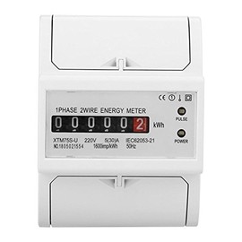 XTM75S-U 1-Phase Digital Energy Meter DIN Rail Electricity Meter 220 V Digital Electricity Meter 2 Wire 4 P Electricity Meter KWh Meter (5 (30) A), Timer