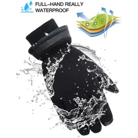 OZERO Winter Waterproof Glove, -30 ℉ Cold Proof Touchscreen Anti Slip Silicon Palm Warm Glove for Driving Motorcycle Cycling Running Hiking Snow Ski in Cold Weather,Warm Gifts for Men and Women L