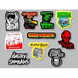 Punk Sticker Pack (10 Stickers) SET 12 angry samoans zero boys raw power freeze snfu final conflict meatmen sticker set underground hardcore badge rebellion diy vinyl distorted scene patch anti mohawk