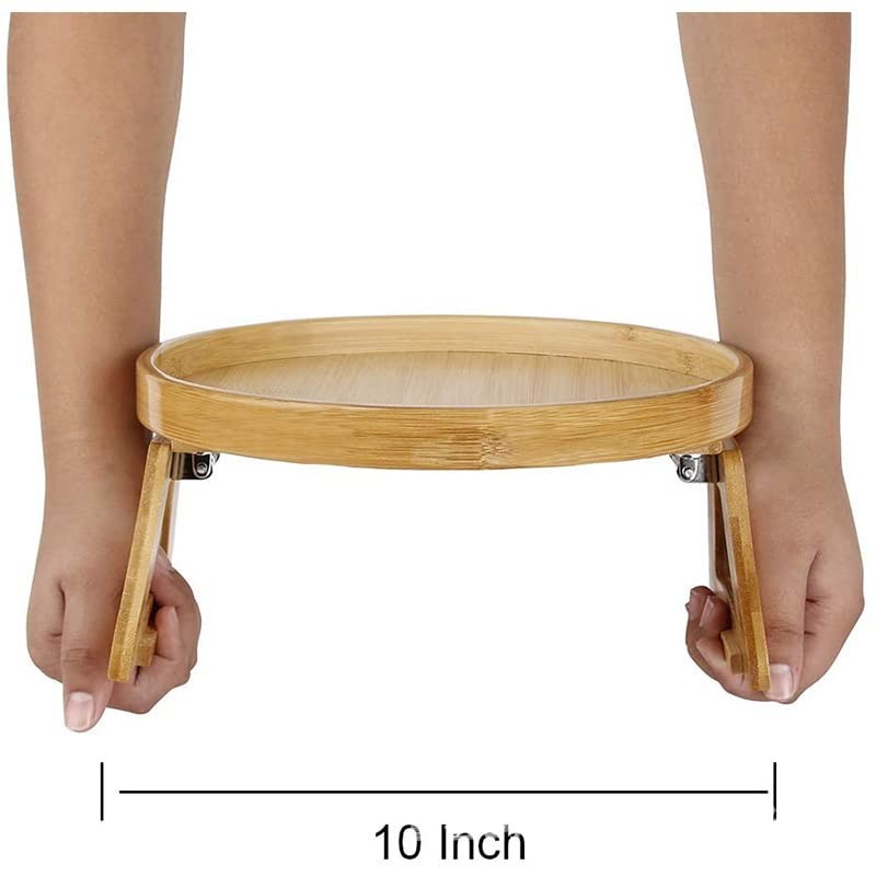 Esoes Bamboo Sofa Arm Tray Round Sofa Side Tables With
