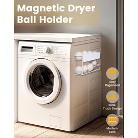 Weculop Dryer Ball Holder with Magnetic Back for Laundry Room Organization and Storage, Automatic Dryer Ball Roller Chute Container, White (No Balls)