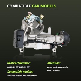 Ignition and Door Lock Cylinder with 2 Keys Fits Pilot 2009-2015,Replaces 06351-SZA-A01 72185-SZA-A01,Ignition Key Switch Cylinder Ignition Lock Door Lock Cylinder (Front Driver Side)
