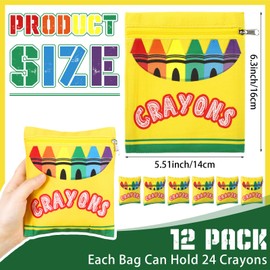 MotiMind 12 Pcs Crayon Storage Bags with Zipper for Classroom Crayon Organizer Dispenser Marker Storage Organizer for Art Supplies Back to School