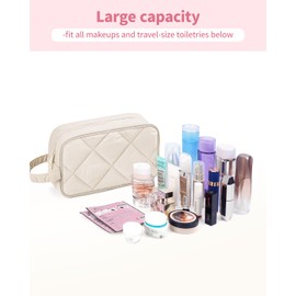 Narwey Toiletry Bag Women's Toiletry Bag Men's Cosmetic Bag Makeup Bag Women's Wash Bag Children, Vanity Case Girls Cosmetic Case Travel Essentials for Women (Quilted Beige), Quilted Beige