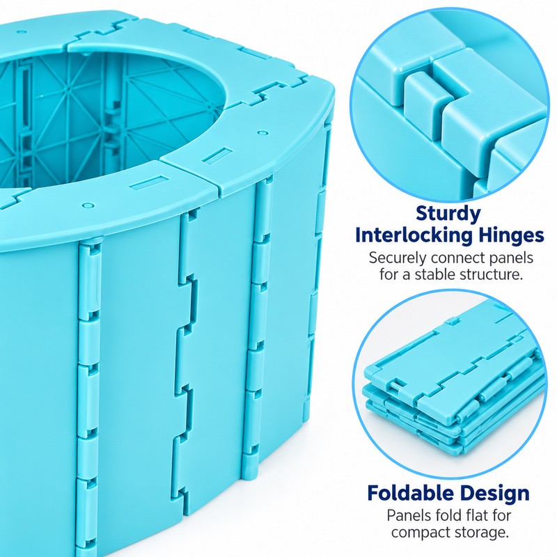 Foldable Portable Potty for Toddlers – Compact Blue ABS Plastic