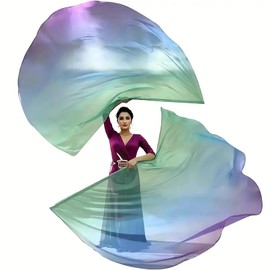 2pcs Worship Flags for Dance Church Praise - Semicircle Angel Wing With Telescopic Rods Banner (Green-Purple)