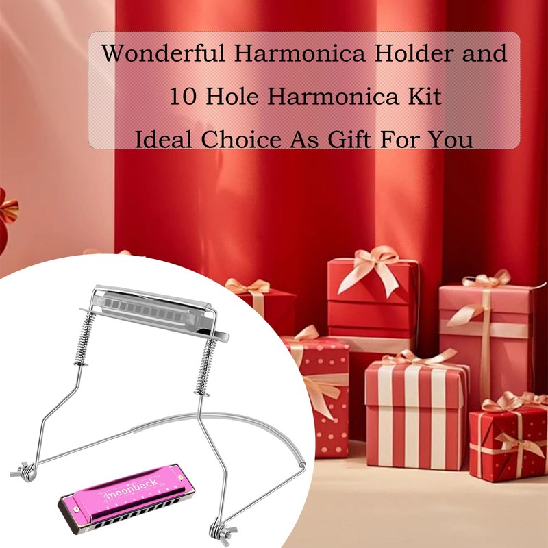 Harmonica, Harmonica Holder Set, 10 Holes Harmonica Diatonic Blues Harmonica
