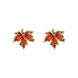Red Maple Leaf Earrings For Women Rhinestone Maple Leaf Dangle Earrings Acrylic Maple Leaf Long Dangle Earrings Autumn Earrings Thanksgiving Fall Jewelry Gifts for Women, Zinc, No Gemstone