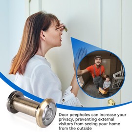 Door Viewer 200° Wide Angle with Privacy Screen, Digital Door Viewer Privacy Screen for 1.37 - 2.36 Inches 0.62 Inch Diameter (Bronze)