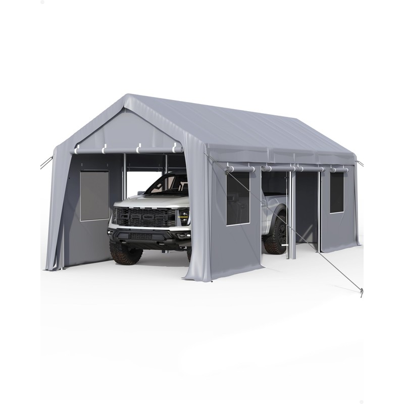 IDEALHOUSE 2-Pack Heavy-Duty 180G Zipper Doors Replacement for Carport -