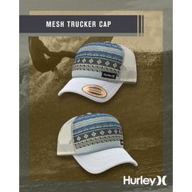 Hurley Men's Rincon Trucker Hat - Breathable Mesh Sides, Curved Bill, Adjustable Snap Closure - Trucker Hats for Men, Light Bone