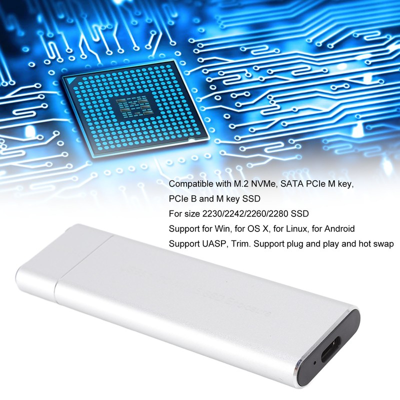 M.2 NVMe SSD Enclosure Aluminum USB3.1 to NVMe PCIe M