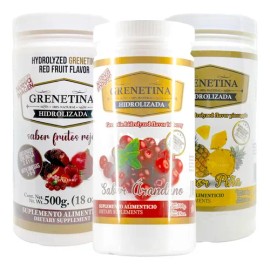 Grenetina Hidrolizada 100% Natural 500 Grs Pretty Bee 3 Bote Sabor Frutos Arandano Piña