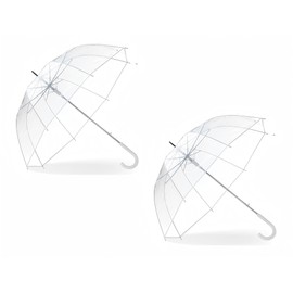 Dansydaisy 2 Pcs Clear Bubble Umbrellas 52 Inch Large Transparent Wedding Umbrellas Windproof Dome Umbrella with j Hook Handle For Wedding Bridal Parties Graduation and Outdoor Events
