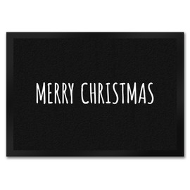 trendaffe Merry Christmas Doormat in Black and White Christmas Advent Family Winter Star