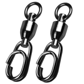 QISHUO High Strength Fishing Swivel Steel Ball Bearing Fishing Swivels Stainless Connector Rolling Snap Swivels Fishing Black Nickel 25pcs 98lbs