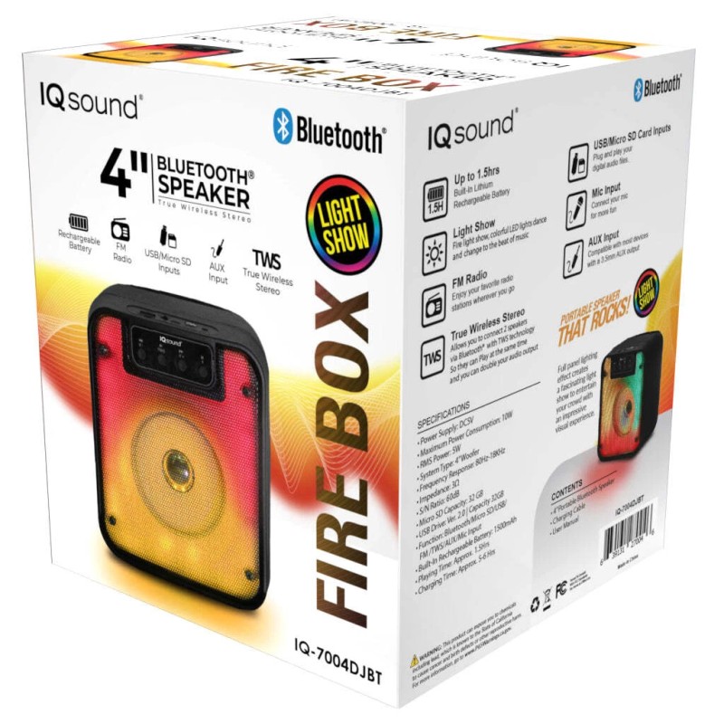 Supersonic 4" Bluetooth Speaker FIRE BOX with TWS and LED