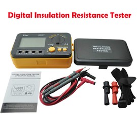 BE-TOOL Insulation Resistance Meter, VCB60+ Digital Insulation Resistance Tester Megger Megohm Meter 1000V 0.1~2000MΩ(Black + Orange)