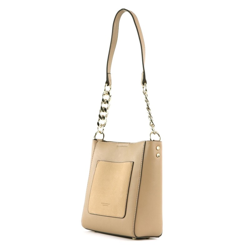 Seidenfelt Shoulder bag: 22 cm, Sweet Toffee/Gold