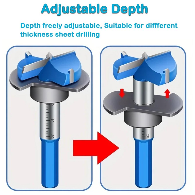 Yuentoen 5 Piece Forstner Drill Bit Set, Adjustable Positioning Drill,