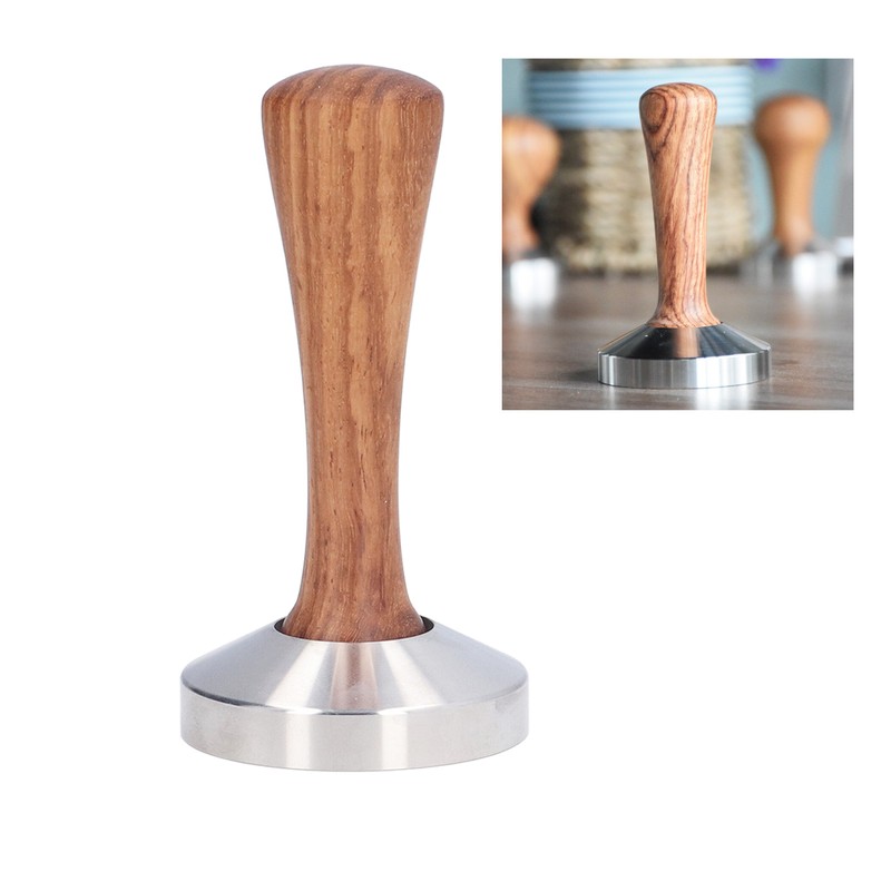 Coffee Tamper Stainless Steel Base Wooden Handle Heavy Duty Coffee