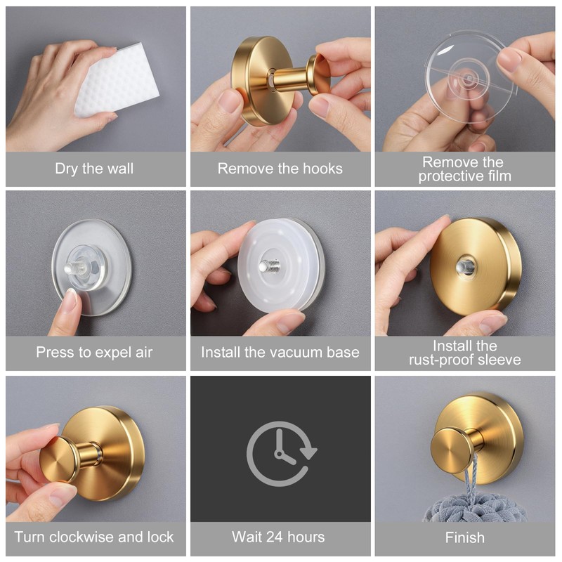 PZTO Suction Cup Hooks：2-Pack for Glass Door Bathroom Window Tile