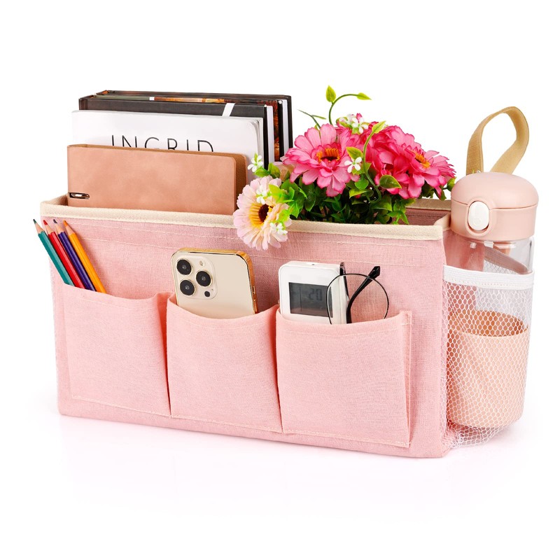 Lilithye Bedside Organizer with Fixed Straps and Water Bottle Holder