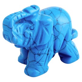Nupuyai Elephant Figurine Gemstone Crystal Lucky Elephant Healing Stone Lucky Charm Elephant Figure Reiki Fengshui Decoration