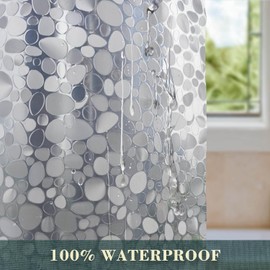 No Hook Shower Curtain or Liner Bathroom Shower Curtain No Hooks Required, Waterproof PEVA, Standard Size 72 x 78 Waterproof, Semi Transparent