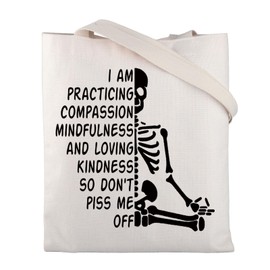 BNQL Skeleton Yoga Tote Bag Skeleton Yoga Gifts Meditating Skeleton Gifts Namaste Meditation Reusable Grocery Shoulder Bags, Beauty Beast Tote Bag Blue, Large