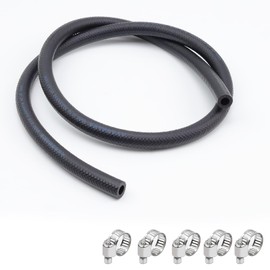 HSUYUN 1 Meter Kraftstoffschlauch, NBR Dieselschlauch, Schwarz Kraftstoffleitung 8 mm, mit Schlauchschellen Benzinschlauch Set, Innendurchmesser 8 mm - für Autos, Traktoren, Rasenmäher