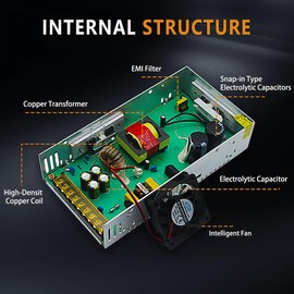 AC to DC Converter 24V 15A 360W Power Supply,Universal SMPS 110V/120V/220V AC to DC Converter Power Supply Transformer Driver Adapter for CCTV,RV,Pump,LED Strip (DC24V-15A-360W)