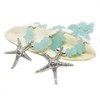 Starfish Curtain Tie Backs with Ocean Blue Sea Glass Beads,