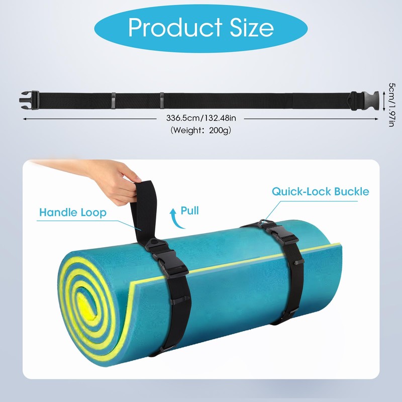 Multifunctional Floating Mat Straps with Quick Release Buckles, Suitable for