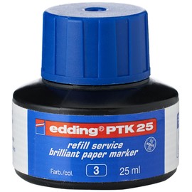 edding PTK 25 Nachfülltinte - blau - 25 ml - mit Kapillarsystem, ideal zum sauberen und unkomplizierten Nachfüllen von fast allen edding Brilliant Papiermarkern.