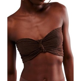 Free People Women's Floral Frills Knotted Bandeau, Hot Fudge