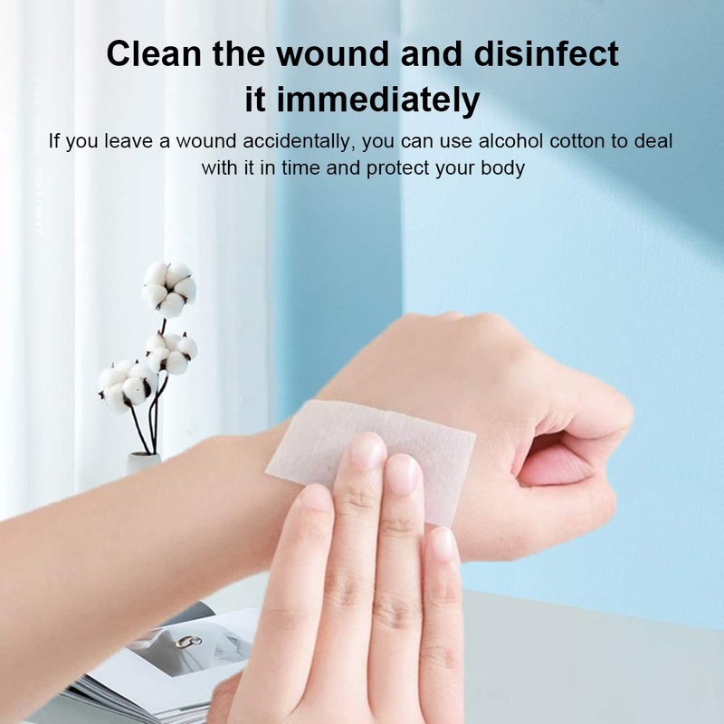 100pcs Disposable Alcohol Pads, BAITAI Cotton Swabs with 75% Alcohol