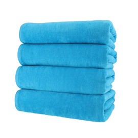 Royal Comfort Over-Sized 34x70 Solid Color (4 per Pack) Turquoise Terry Velour Beach Towel. Made with 100% Cotton Weighing at 19.0 lbs per doz. Why Settle for Polyester get The Real Thing!