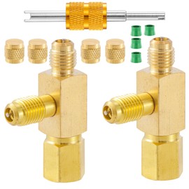 Quick Coupler Access Tee, 1/4" Tee Adapter Valve Core with Swivel Connector, Brass HAVC Tee Adapter for Gauge Deep Vacuum Pump Manifold