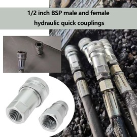 SG Store Hydraulic Quick Release Coupling 1/2 inch BSP Thread Set Male & Female Connector for Tractor Loader Agricultural Vehicle Construction Equipment