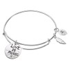 Sterling Silver Love Music Heart Feather Dangle Charm Expandable Bangle