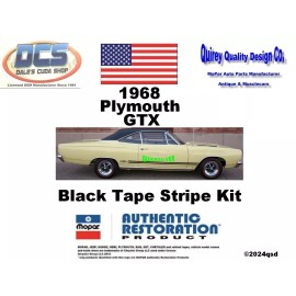 Quirey Quality Design Co. 1968 Plymouth GTX Gloss Black Body Tape Stripe Kit New MoPar USA