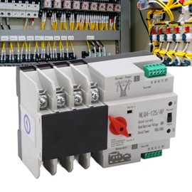Dual Power Controller, Dual Power Automatic Transfer Switch, 4P Millisecond Fast, Generator Changeover Switch, AC400V, for Bank Shopping Malls Farms, (100A)