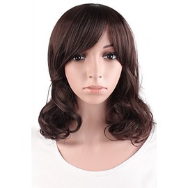 MapofBeauty Fashion Girls Natural Short Curly Wigs-Brown-Women